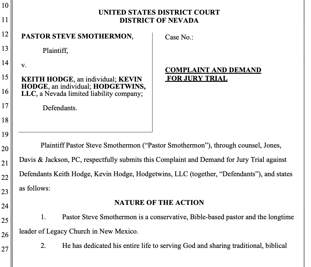 Pastor Steve Smothermon v. The Hodge Twins